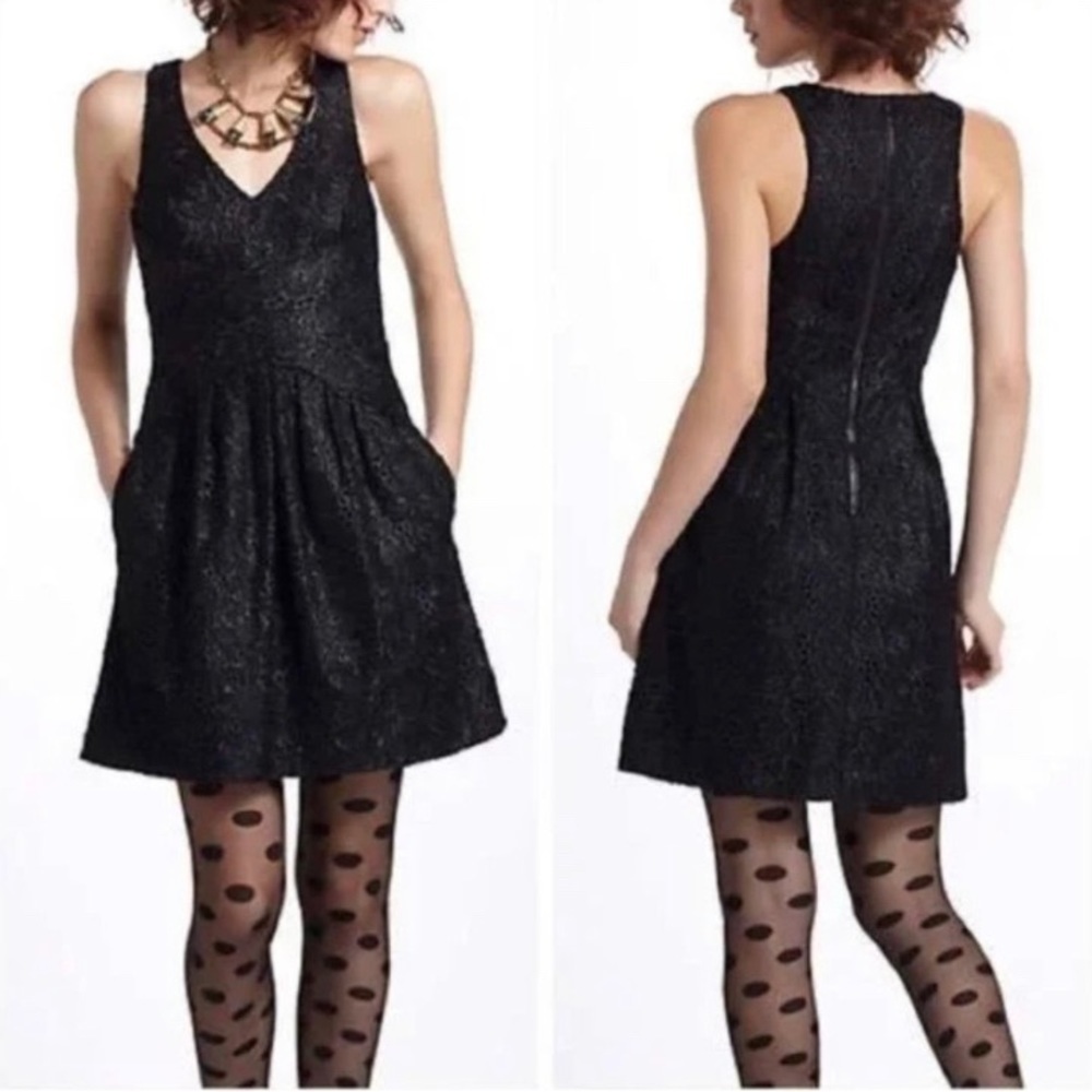 Anthropologie Leifsdottir Lingonberry Black Lace Dress